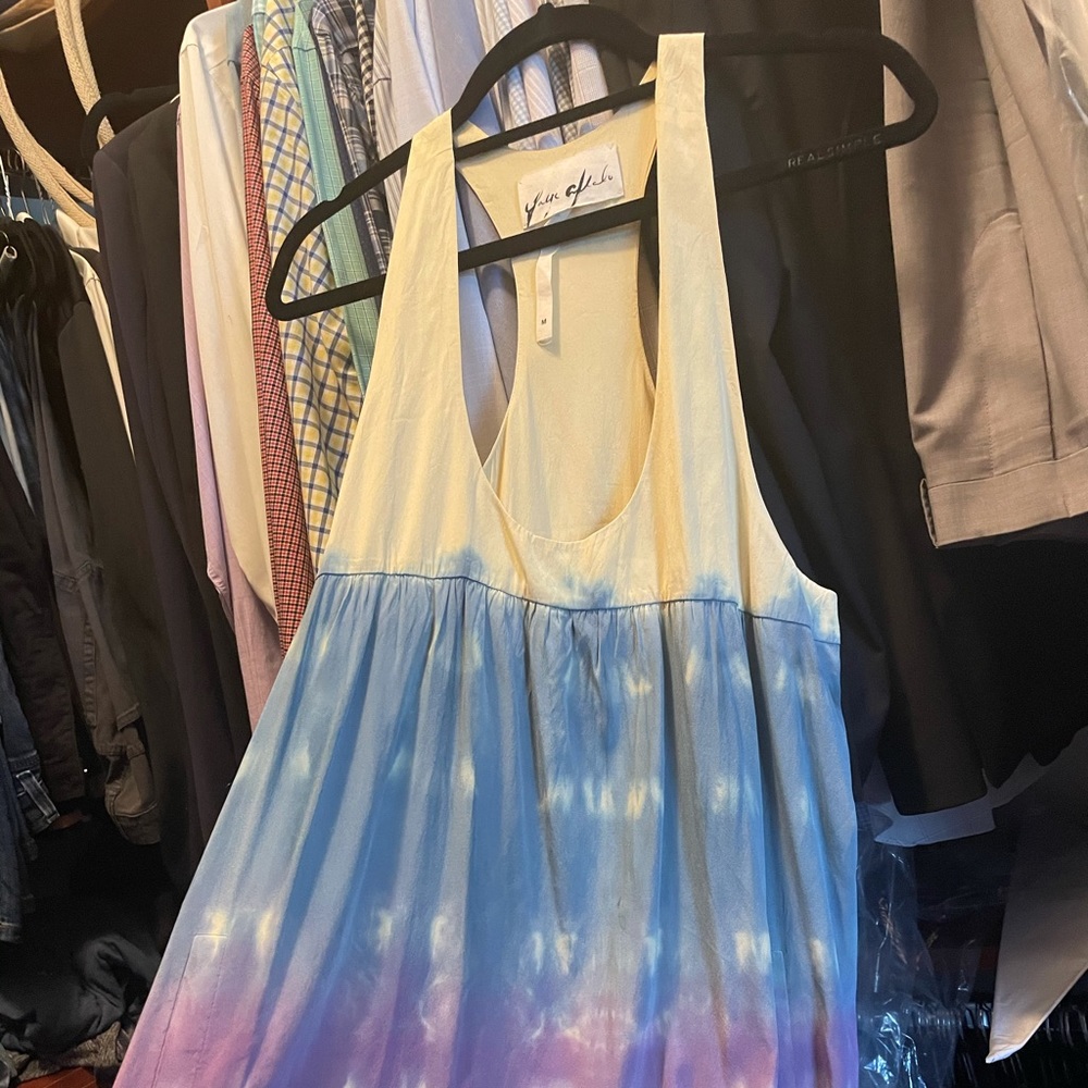 Tie dye multi color silk racer back dress